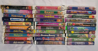 Disney & Other Children's VHS Movies , 30 Movies . Includes 80L Bin with Lid
