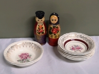 Vintage Nappies Alfred Meakin + Nesting Doll Salt & Pepper Shakers