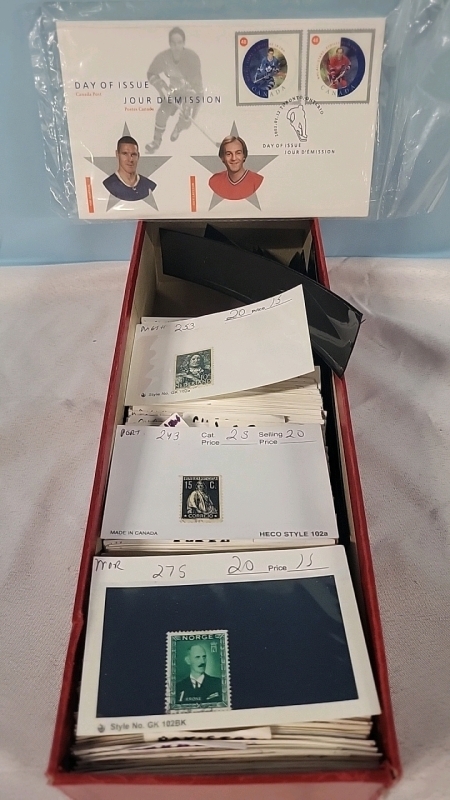 Hundreds of World Stamps & NHL Hockey Stamp Set