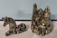 24 New Pewter Figurines - 12 Unicorns & 12 Castles