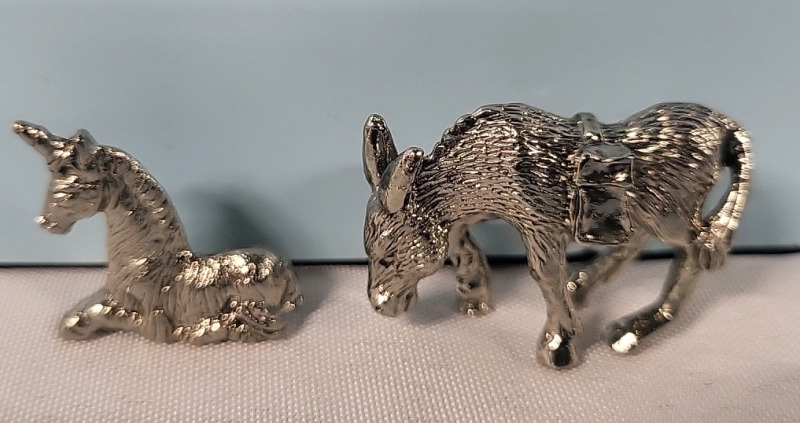 24 New Pewter Figurines - 12 Unicorns & 12 Donkeys