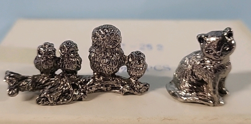 24 New Pewter Figurines - 12 Owls & 12 Cats