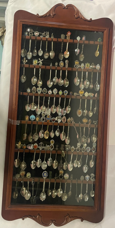 80 collectable spooned in a beautiful wooden display case