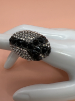 AKKAD Pave Cocktail Statement Ring Clear Black CZ