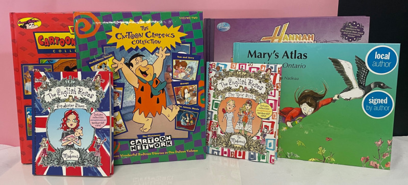 Six assorted hard cover books