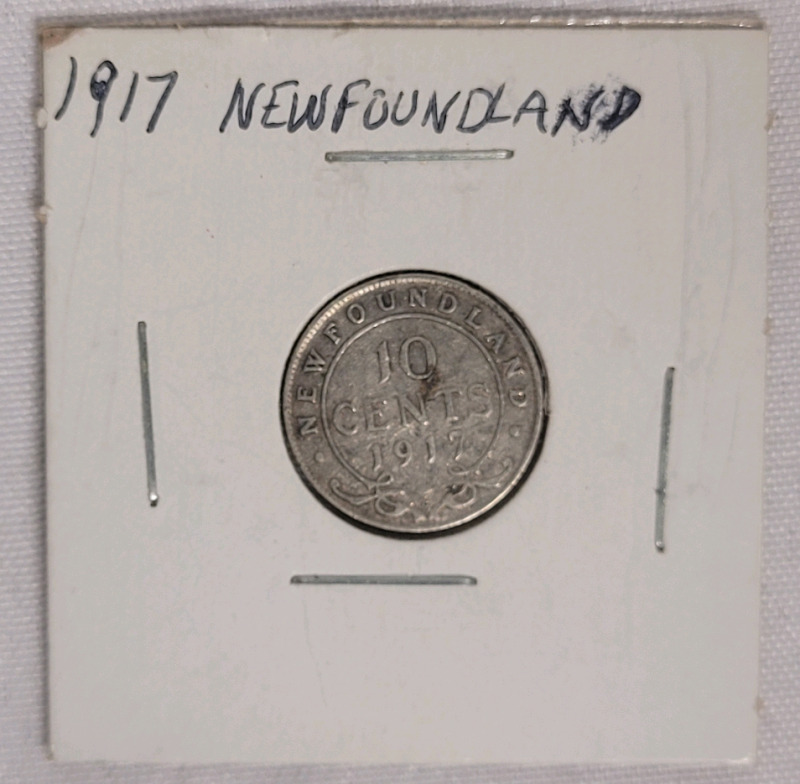 1917 Newfoundland Silver Dime in 2&times;2 Coin Holder