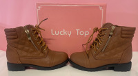 Lucky Top Tan lace and zipper boots for girls size 13