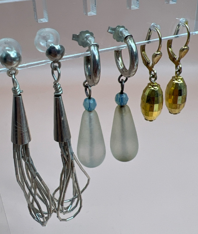 Sterling Pierced Earrings MILOR Italy Liquid Silver & Teardrops