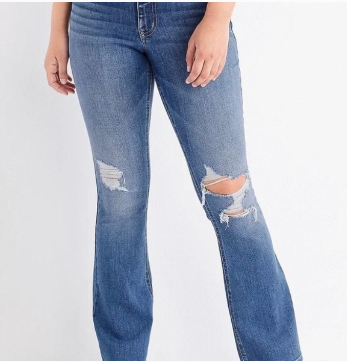 New Maurice&rsquo;s Edgely Flare High Rise Ripped Jean