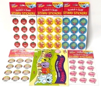 5 New Scratch n Sniff STINKY STICKER Packs & Sticker Album