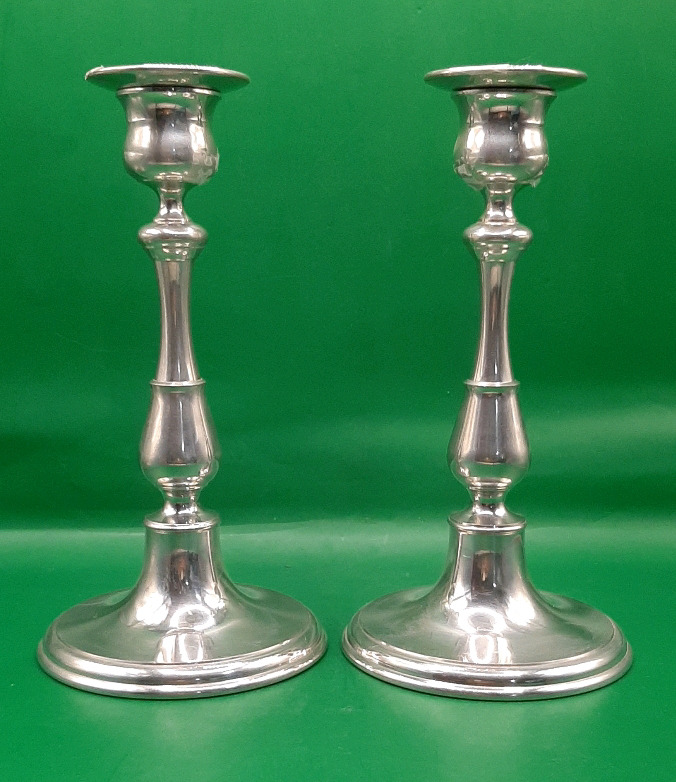 Vintage 2 Royal Selangor Pewter Candlesticks 7.75" high