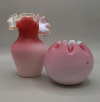Antique Cased Cranberry Satin Glass Vase As Found Victorian Cranberry Satin Glass Rose Bowl