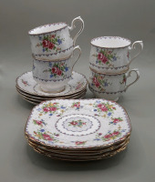 Vintage Royal Albert Petit Point 4 Cups and Saucers 5 Bread and Butter