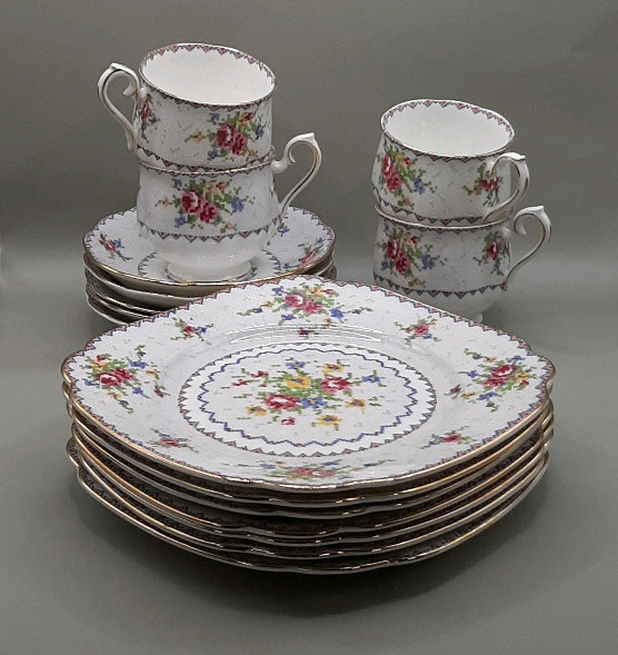 Vintage Royal Albert Petit Point 4 Cups and 5 Saucers 7 Salad Plates