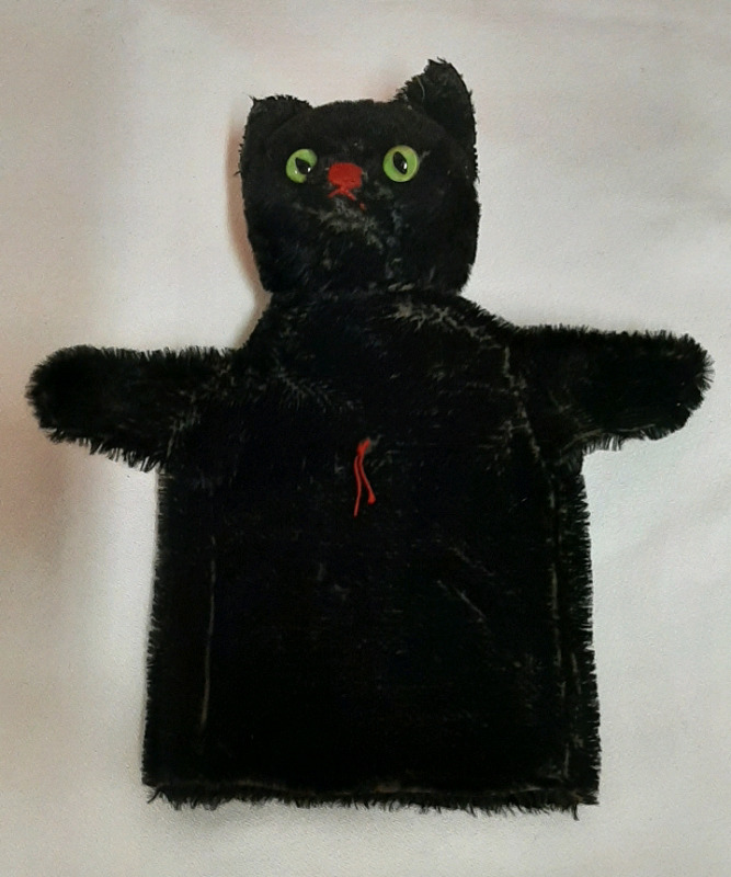 Vintage Steiff Black Cat Hand Puppet Circa 1950s