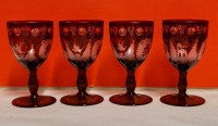 Vintage 4 Ruby Cut to Clear Glasses 4.5"