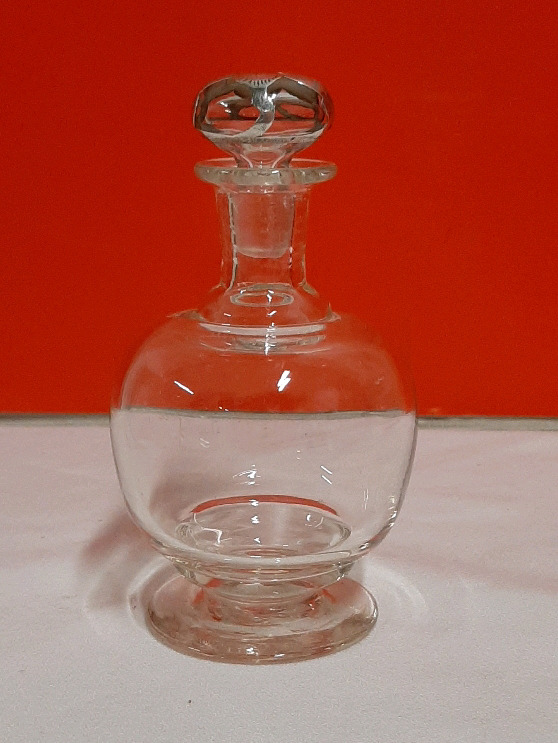 J. Antique Scent Bottle with Silver Overlay on the Stopperl