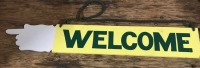 Vintage Hand Made & Painted Welcome Sign 31 inches long