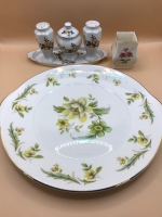 Victorian China Condiment Set on Tray Czechoslovakia Center Plate Royal Grafton & Royal Doulton England Bud Vase c1930&rsquo;s 2.5 to 10 inches