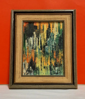 Vintage Abstract Oil on Board Signed