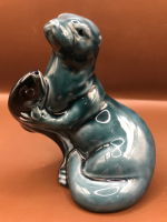 POOLE England Otter with Fish Figurine 5 inches tall
