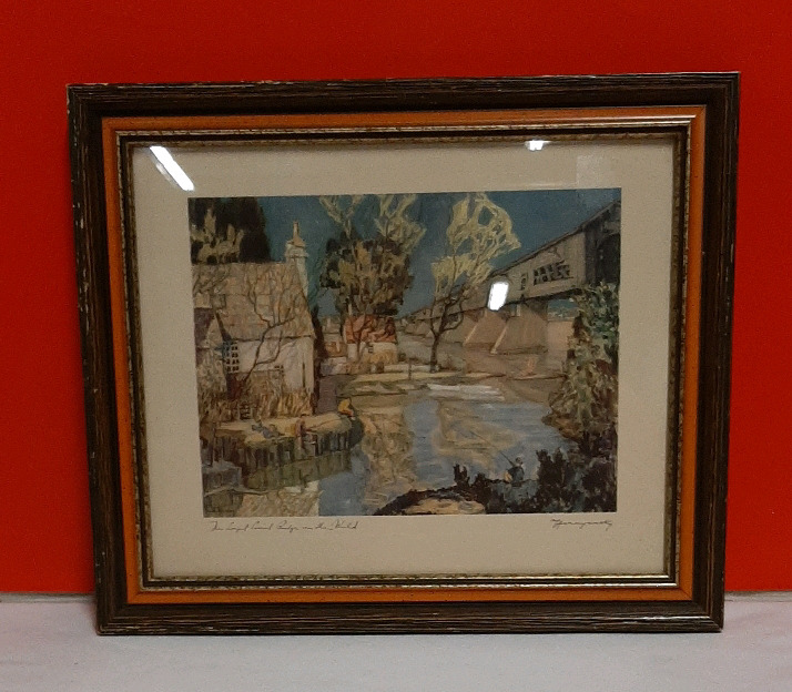 Vintage Hornyansky Print under Glass The Longest Covered Bridge In The World