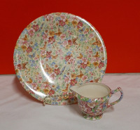 Vintage Wade Heath Chintz Plate with Butterflies James Kent Apple Blossom Chintz Creamer