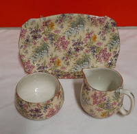 Vintage Lord Nelson Ware in Heather Chintz Creamer Sugar Under Plate