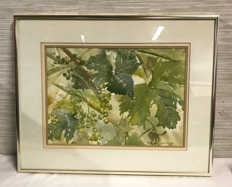 Marjorie Titian Philip Listed Canadian Artist Watercolour of Grapes frame 20 x 16 inches p