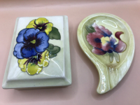 Moorcoft By Appointment Moorcoft Potter to the Late Queen Mary Ashtray & Jewelry Box 5 & 6 inches long