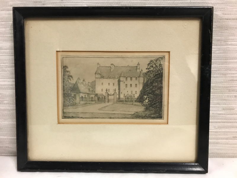 Adrian Berrington Architect Artist Canadian English 1887-1923 Etching c1900 frame 10 x 8.5 inch