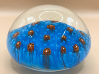 Vintage Murano Italy Turquoise & Red Millefiori Paperweight c1950-60&rsquo;s 4 inch wide