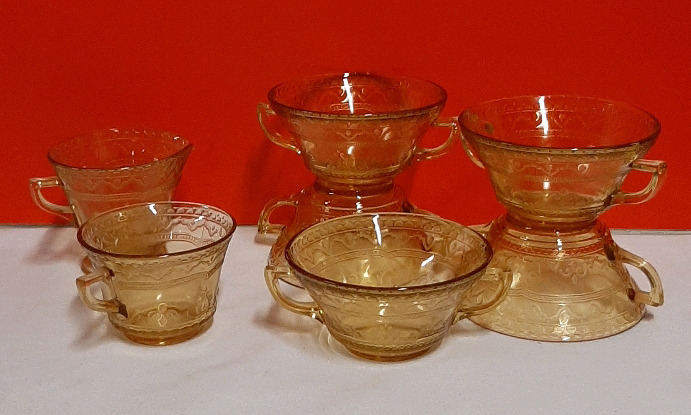 Vintage Federal Depression Glass 5 Cream Soup 1 Cup 1 Creamer