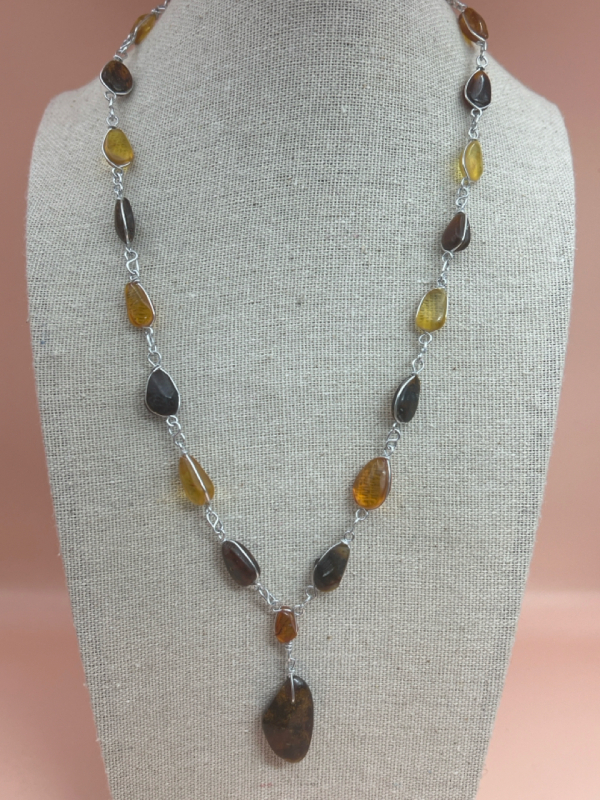 Two Tone Amber Wired Necklace