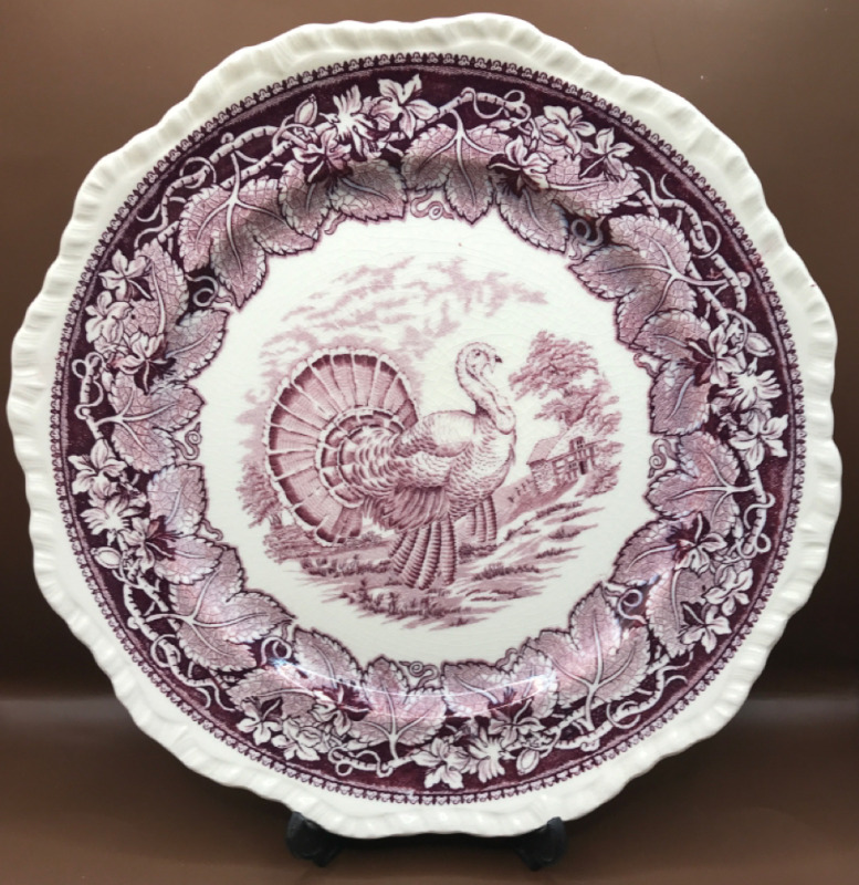 Masons England Rare Aubergine Turkey Dinner Plate 11 inch wide