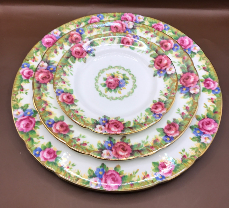 Double Warrented Paragon Tapestry Rose Place Setting Dinner Salad Bread & Butter 11, 8 & 6 inches wide