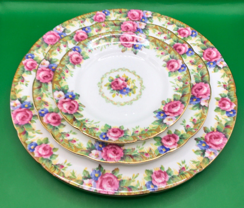 Double & Single Warrented Paragon Tapestry Rose Place Setting Dinner Salad Bread & Butter 11, 8 & 6 inches wide
