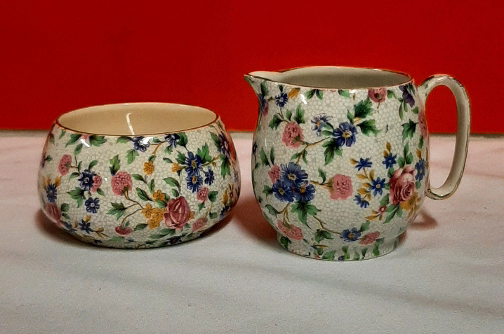 Vintage Royal Winton Old Cottage Chintz Cream and Sugar