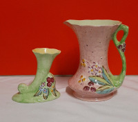 Vintage James Kent Cornucopia Vase and Annette Pitcher