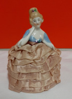 Antique Porcelain Pin Cushion Half Doll 5"