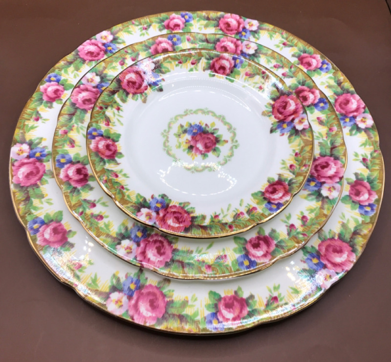 Double Warrented Paragon Tapestry Rose Place Setting Dinner Salad Bread & Butter 11, 8 & 6 inches wide