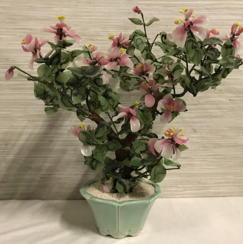 Chinese Glass Flowering Bonsia Tree 18 inch tall
