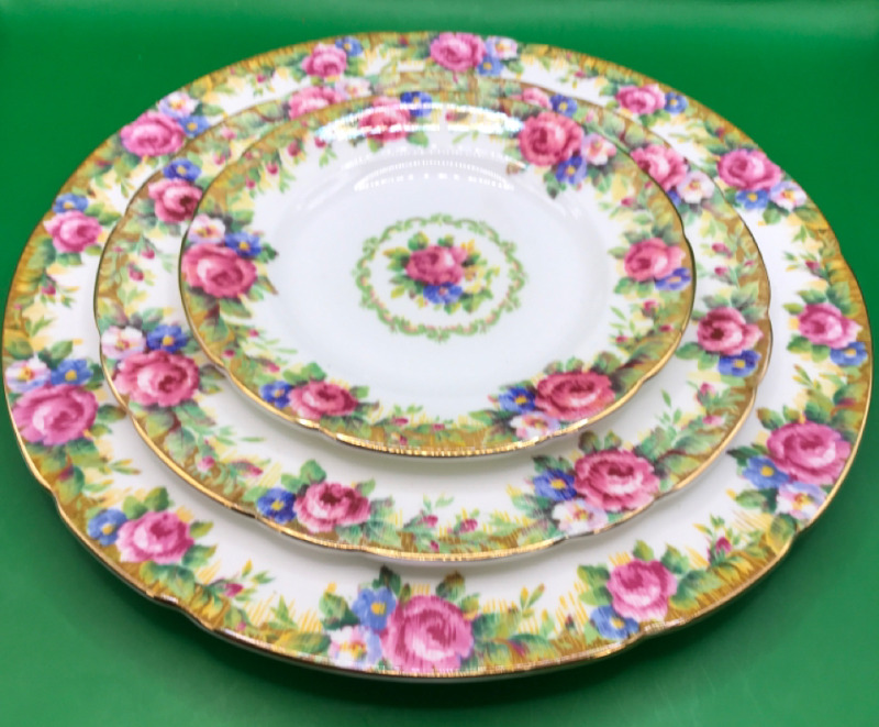 Double Warrented Paragon Tapestry Rose Place Setting Dinner Salad Bread & Butter 11, 8 & 6 inches wide