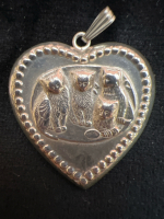 925 Sterling Silver Heart with Cats Pendant