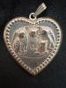 925 Sterling Silver Heart with Cats Pendant