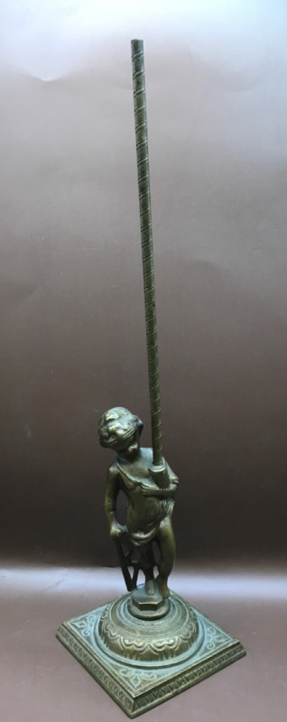 Antique Cherub Gilded Brass Desk Ornament 11 inches tall