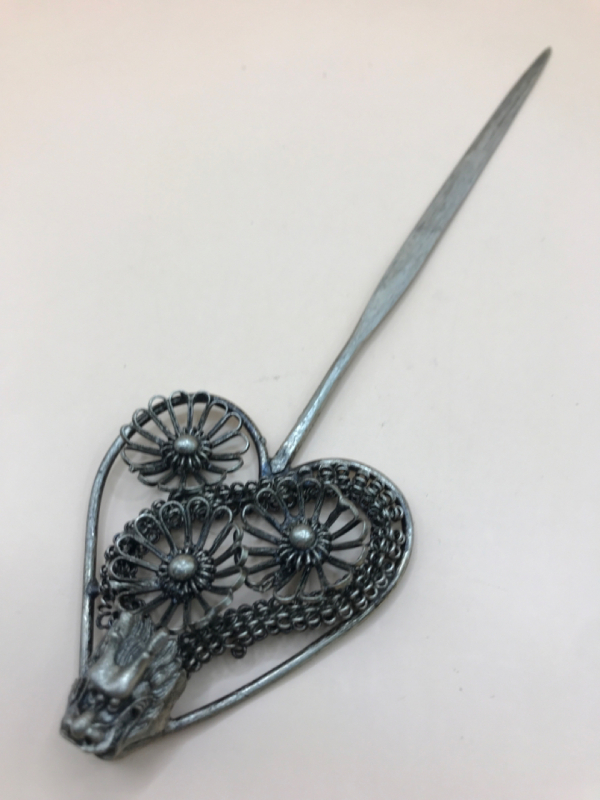 Chinese Filigree Letter Opener with Dragon 8 inches long