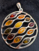 Amber Hallmarked Polish Sterling SilverPendant