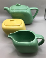 Mid Century Modern Pottery Teapot Cream & Sugar made in Canada 3 to 5 inches tall