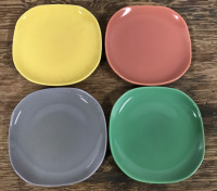4 Mid Century Modern Pottery Luncheon Plates 8.5 inches wide